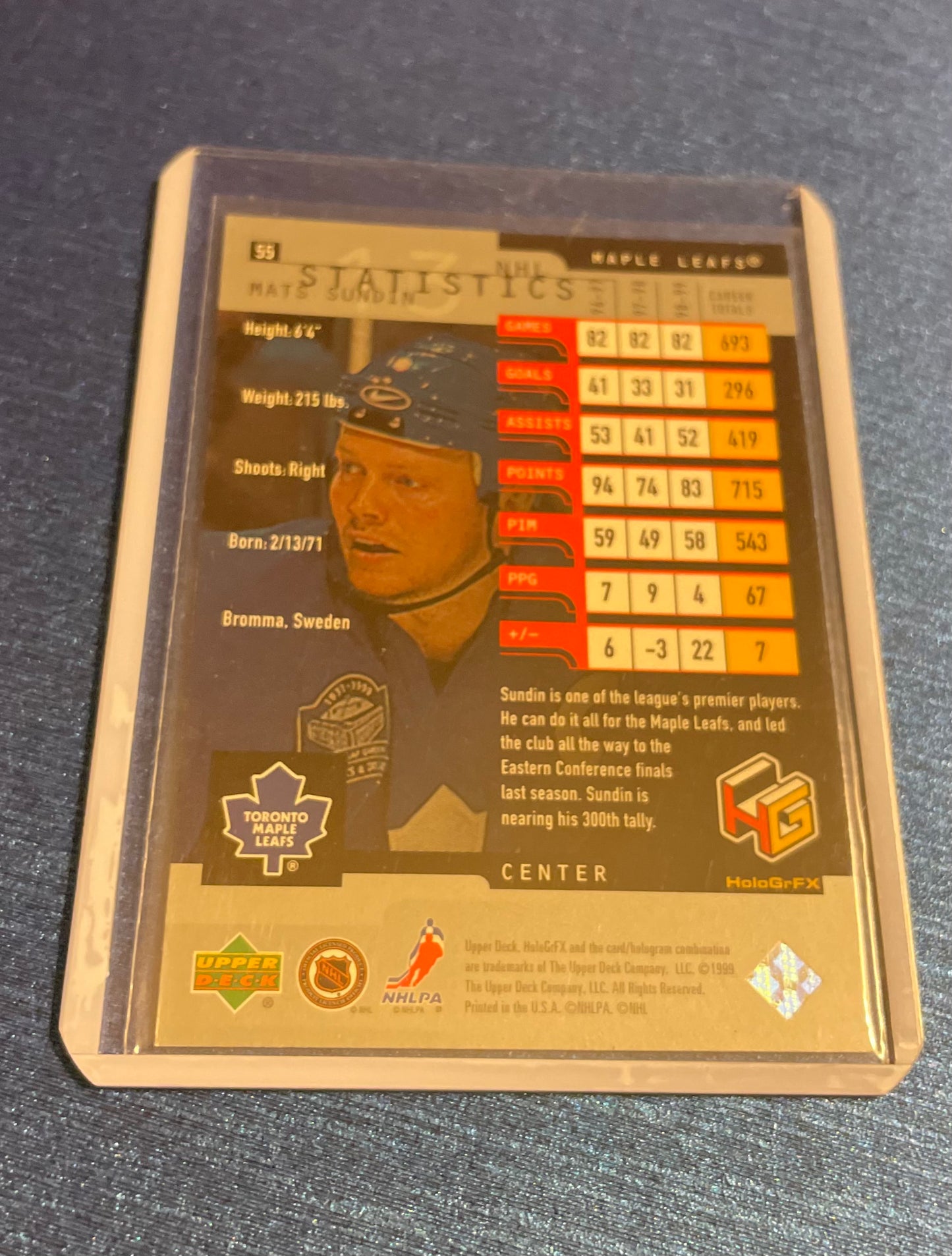 Mats Sundin Toronto Maple Leafs HoloGrFx Upper Deck 1999