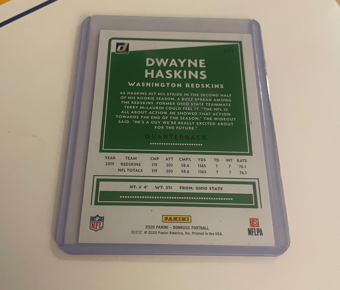 Dwayne Haskins Washington Commanders 2020 Donruss