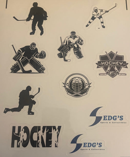 Hockey themed stickers 10pc