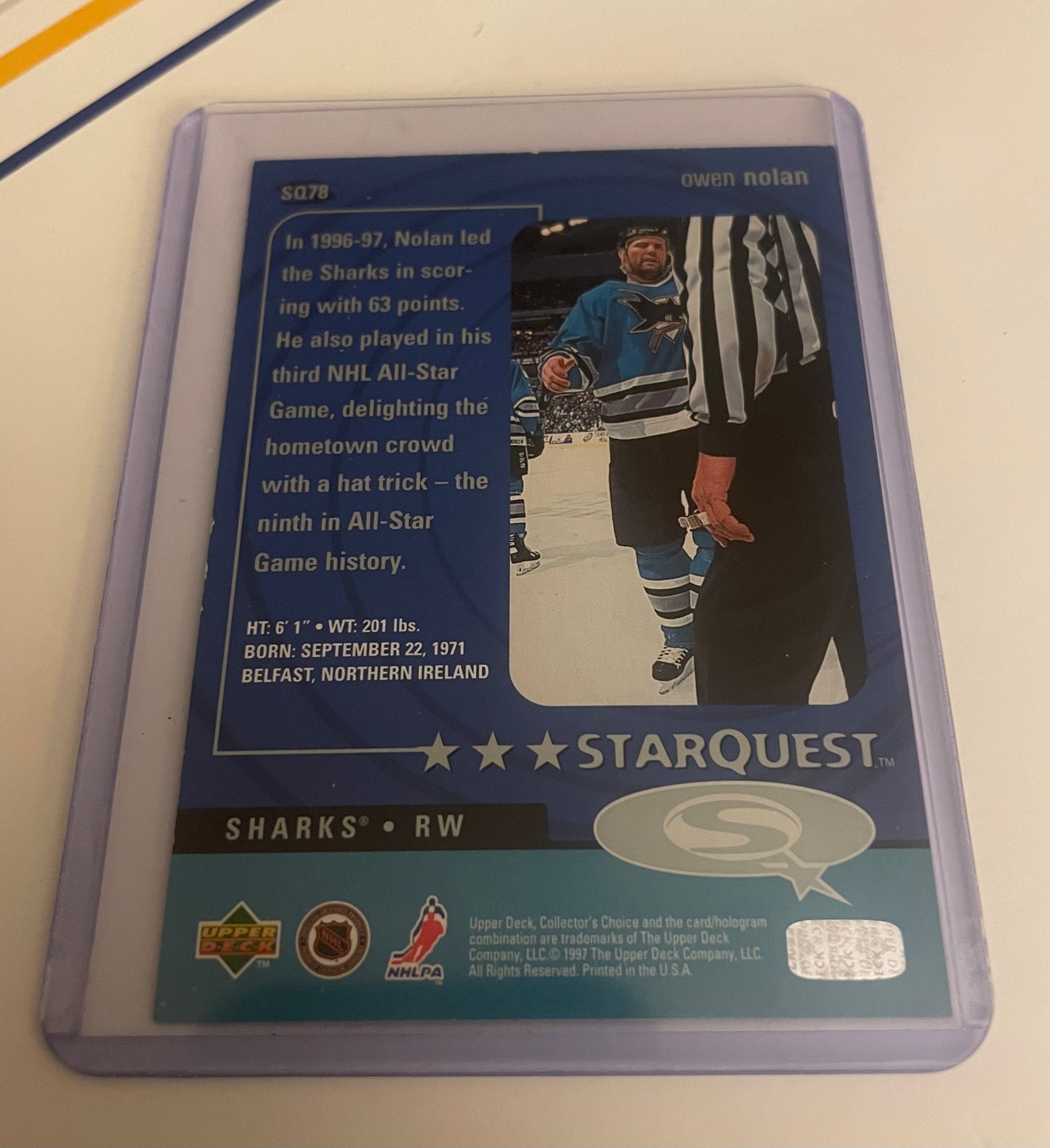 Owen Nolan San Jose Sharks Collectors Choice Starquest