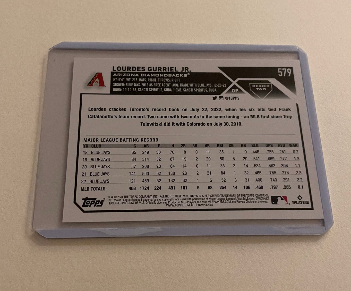 Lourdes Gurriel Jr. Arizona Diamondbacks Topps 2023