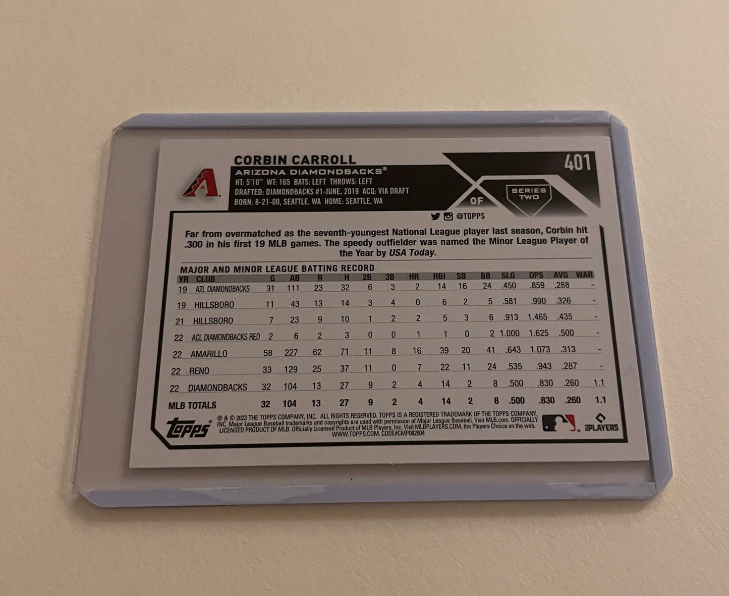 Corbin Carroll Arizona Diamondbacks Topps 2023