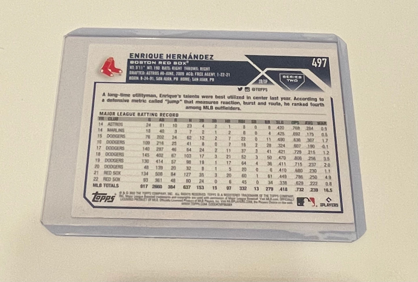 Enrique Hernandez Boston Red Sox Topps 2023