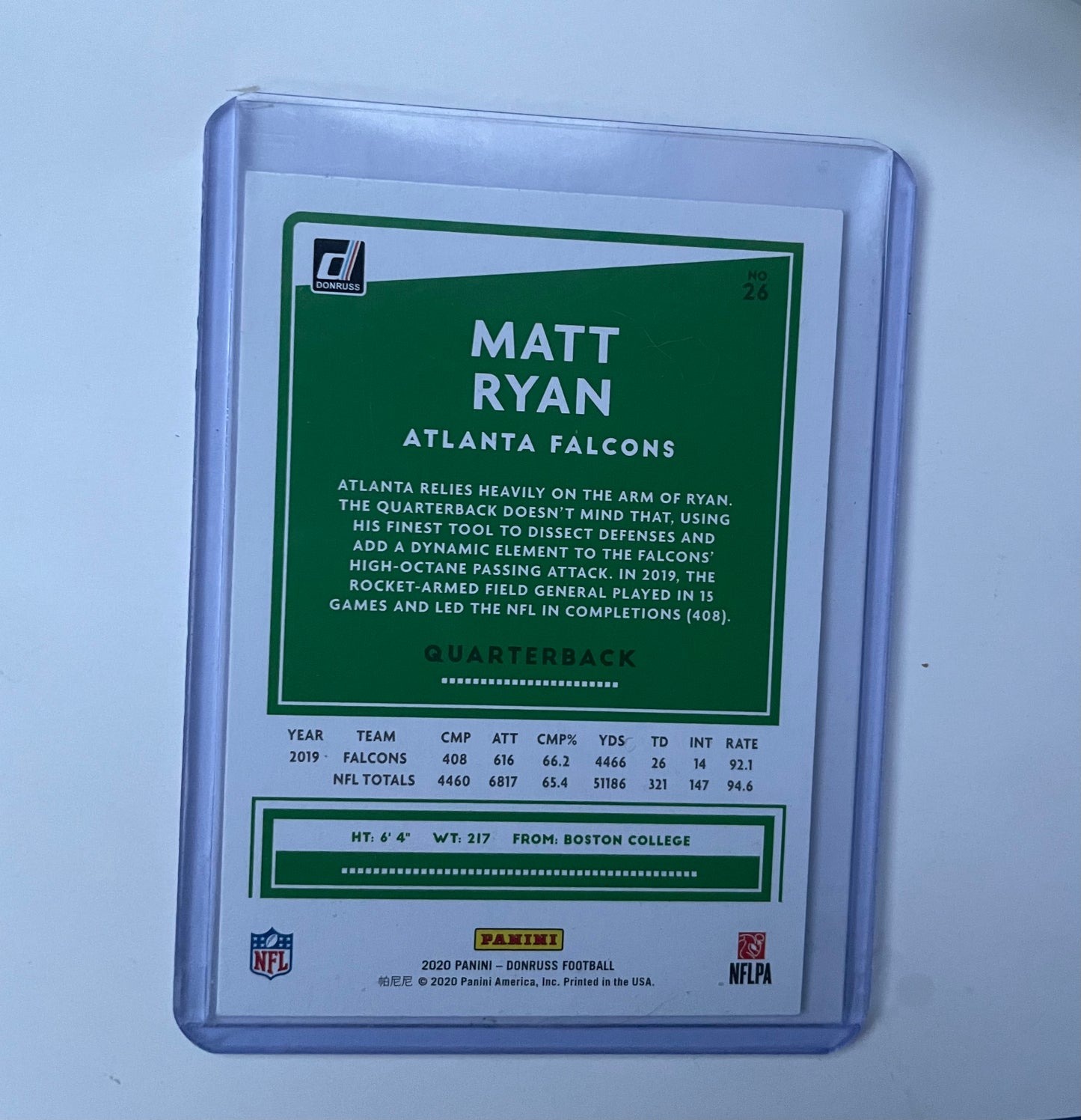 Matt Ryan Atlanta Falcons 2020 Donruss