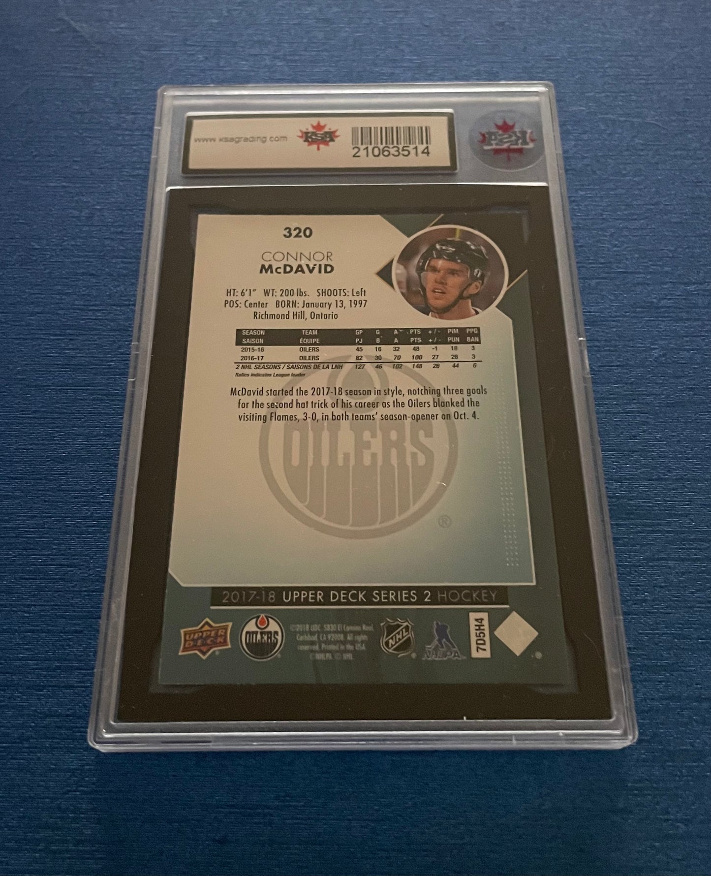 Connor McDavid Edmonton Oilers graded 10 2016-17 Upper Deck Series 2