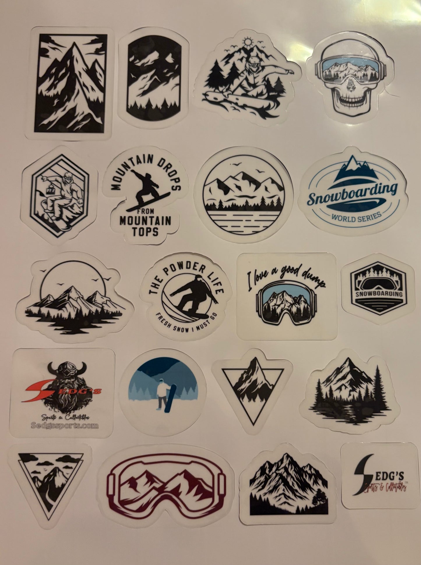Snowboarding stickers set