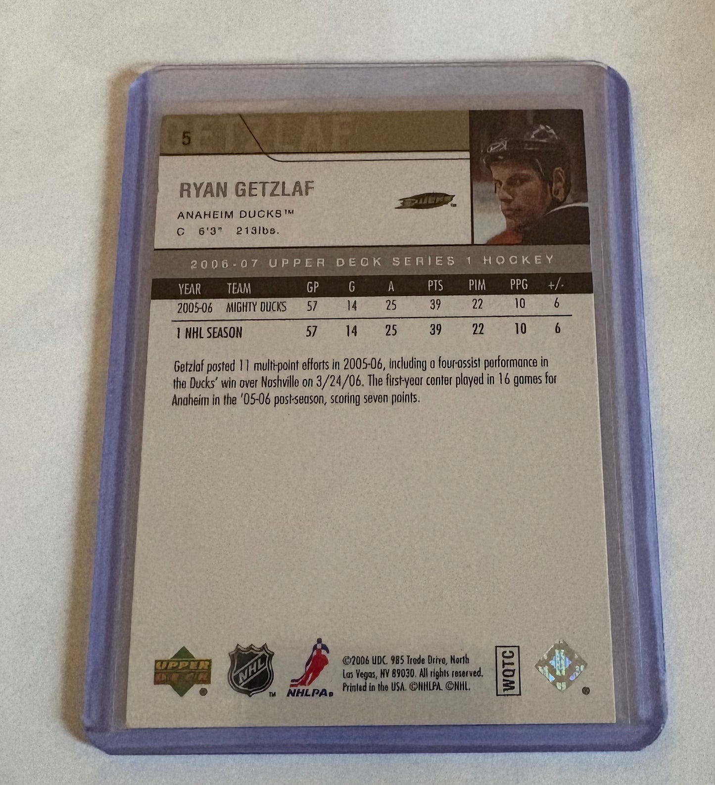Ryan Getzlaf Anaheim Ducks Upper Deck 2006