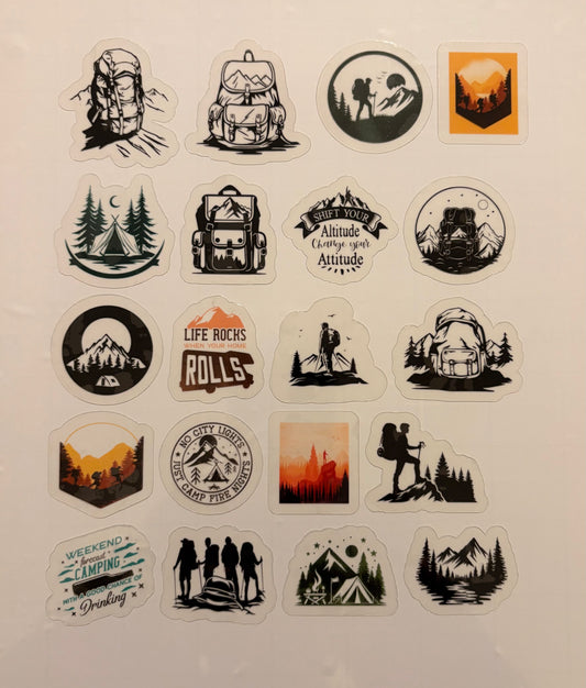 Hiking/backpacking sticker set