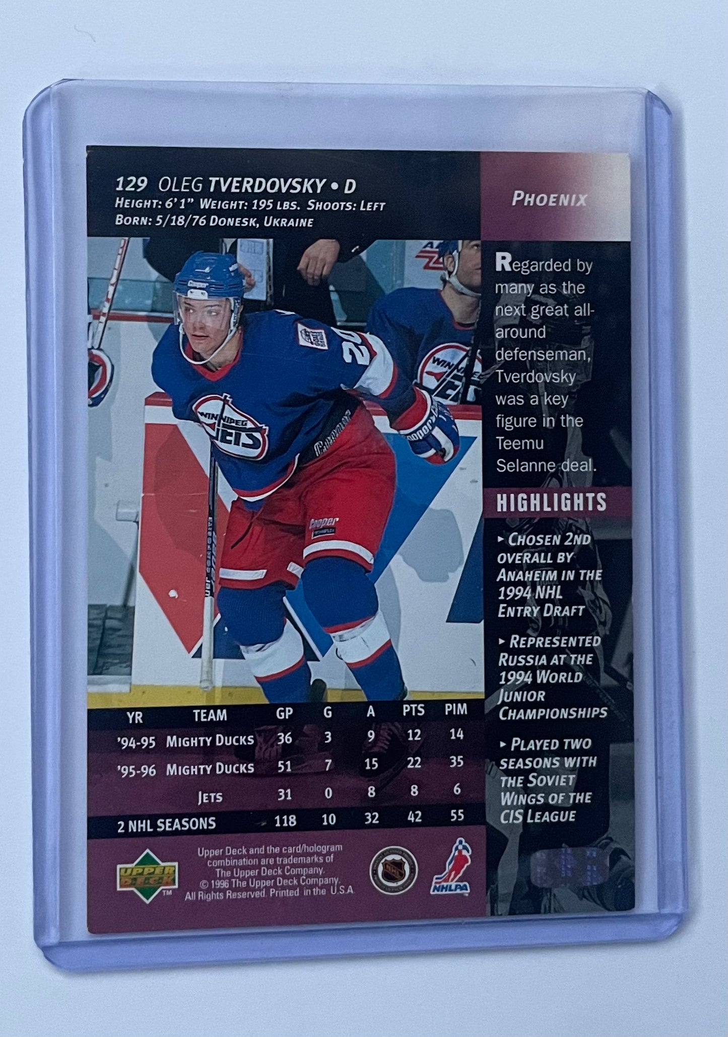 Oleg Tverdovsky Winnipeg Jets 1996 Upper Deck