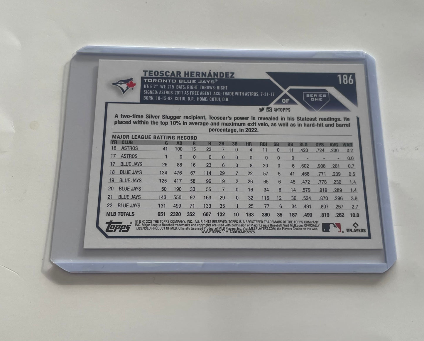 Teoscar Hernandez Toronto Blur Jays 2023 Topps