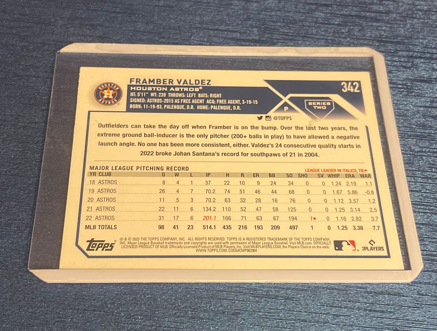 Frambar Valdez Houston Astros Topps 2023