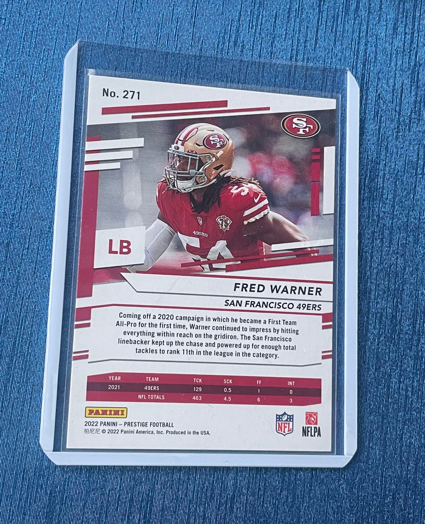 Fred Warner San Francisco 49ers 2022 Prestige Football