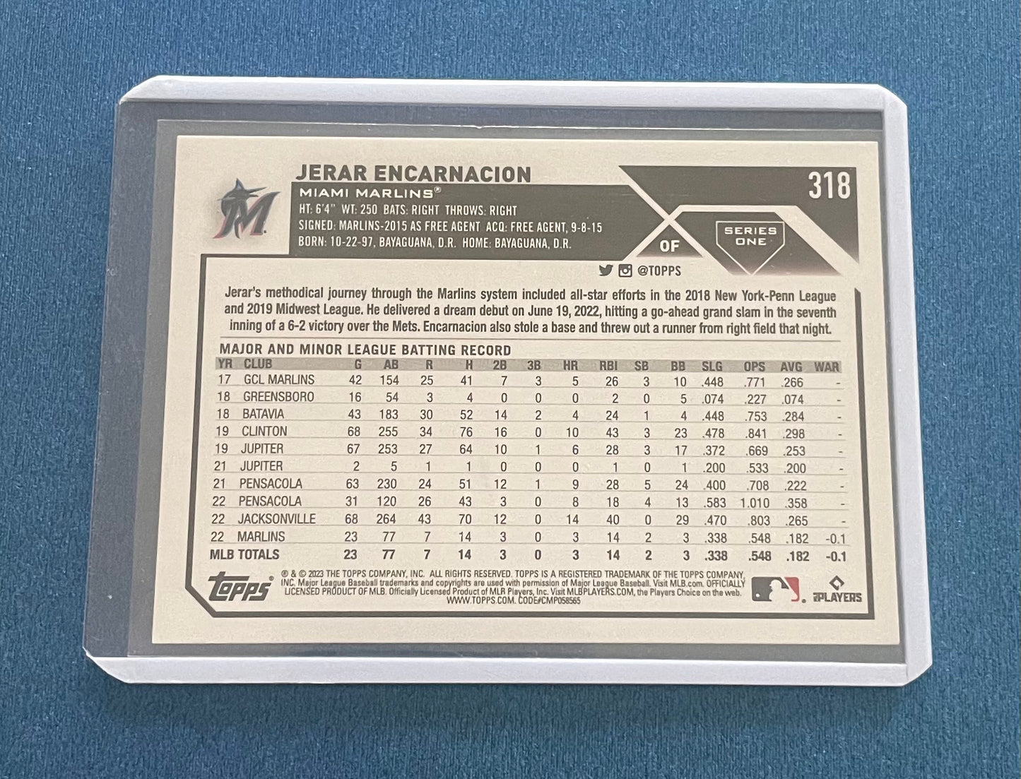 Jerad Encarnacion Miami Marlins Topps 2023