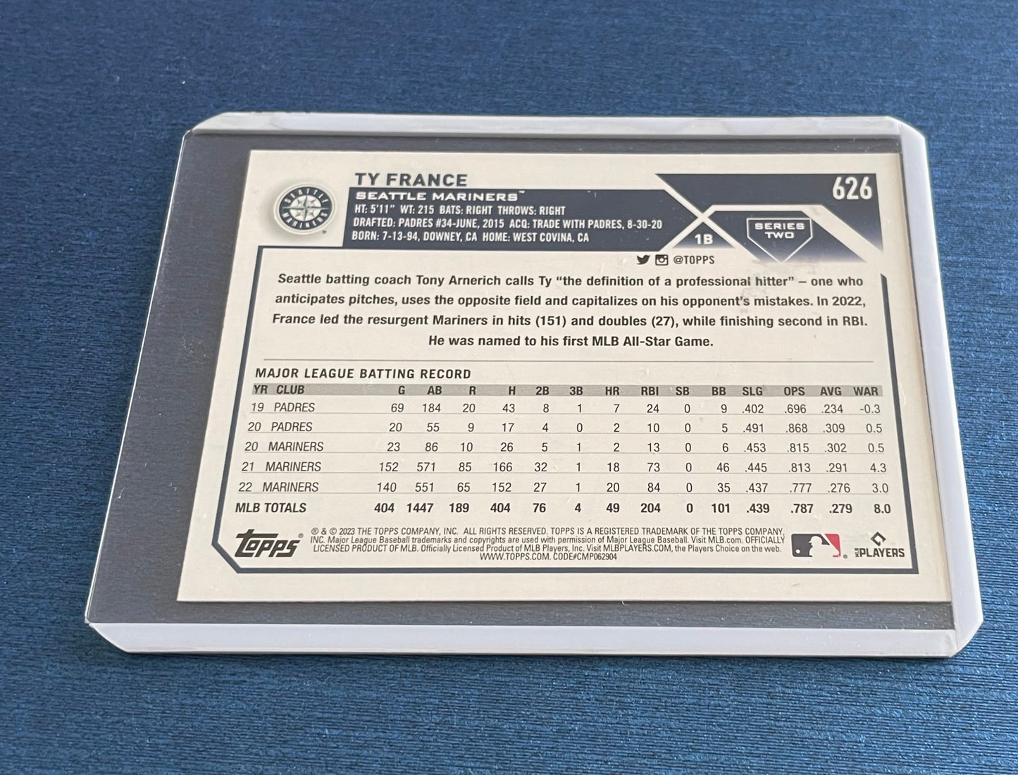 Ty France Seattle Mariners Topps 2023