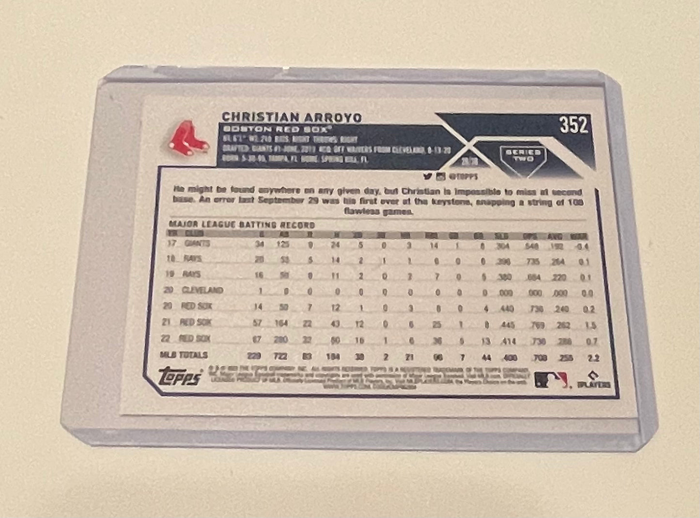 Christian Arroyo Boston Red Sox Topps 2023