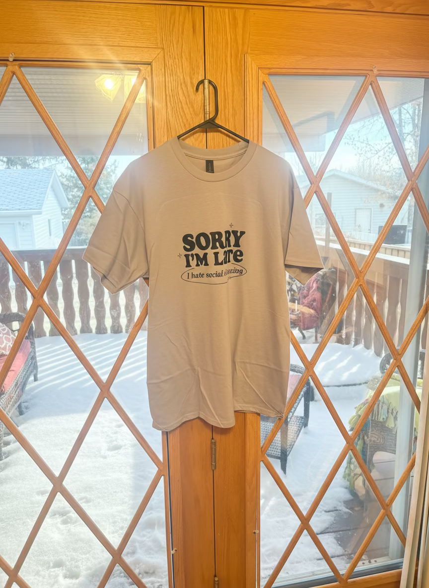 The “Sorry I am late” tee