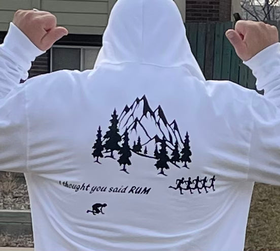 “I thought you said RUM” white hooded sweatshirt