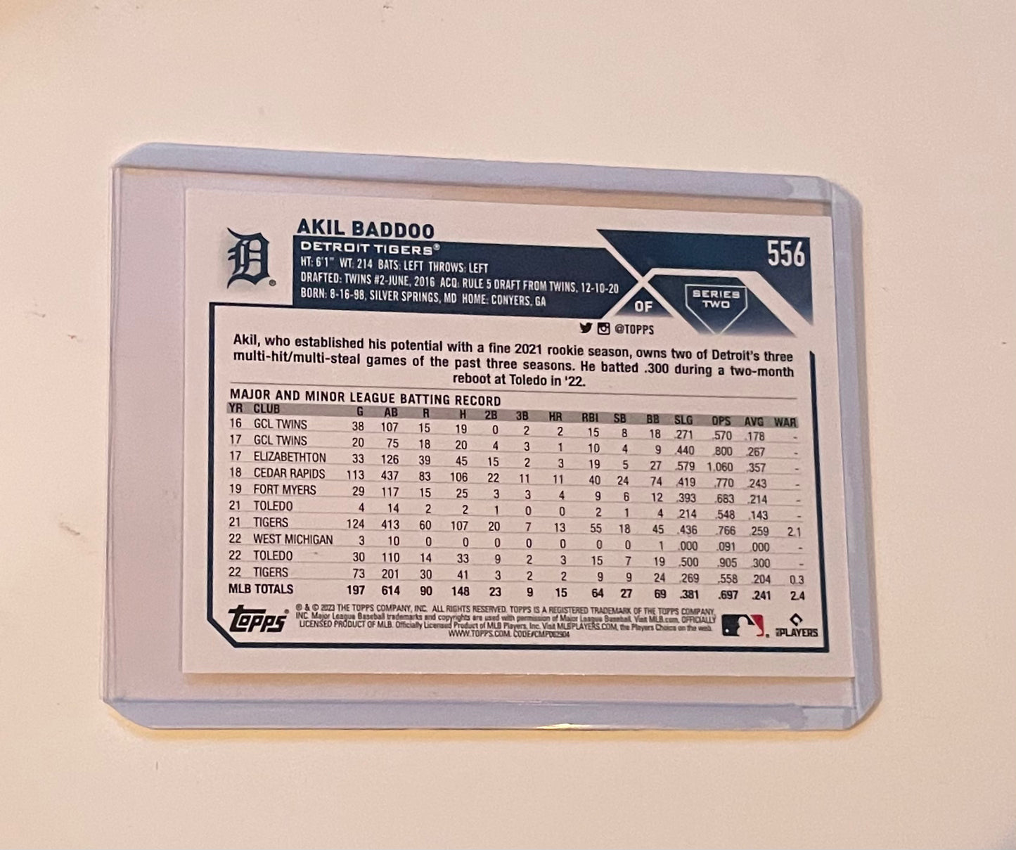 Akil Badoo Detroit Tigers Topps 2023