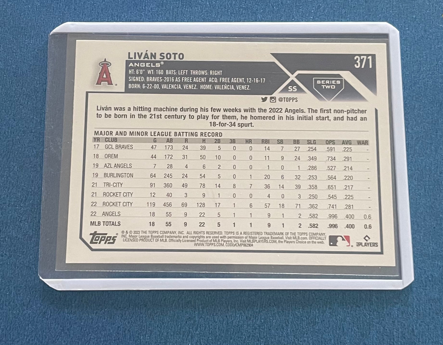 Livan Soto Los Angeles Angels Topps 2023