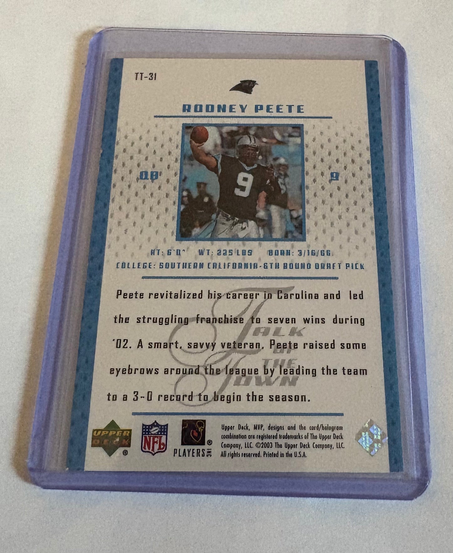Rodney Pete Carolina Panthers Upper Deck 2003