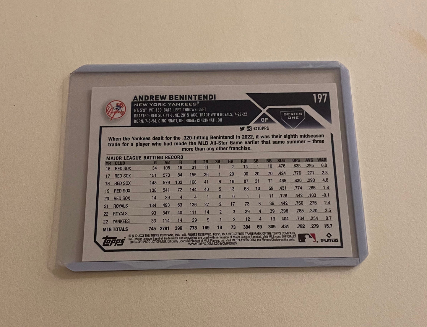 Andrew Benetendi New York Yankees Topps 2023