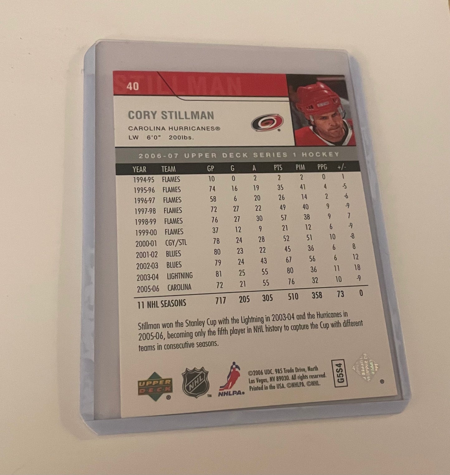 Corey Stillman Carolina Hurricanes 2006 Upper Deck