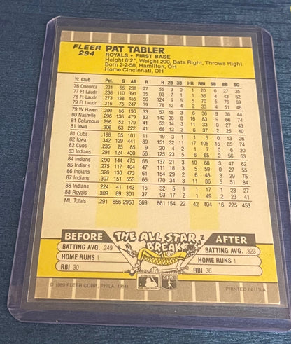 Pat Tabler Kansas City Royals 1989 Fleer