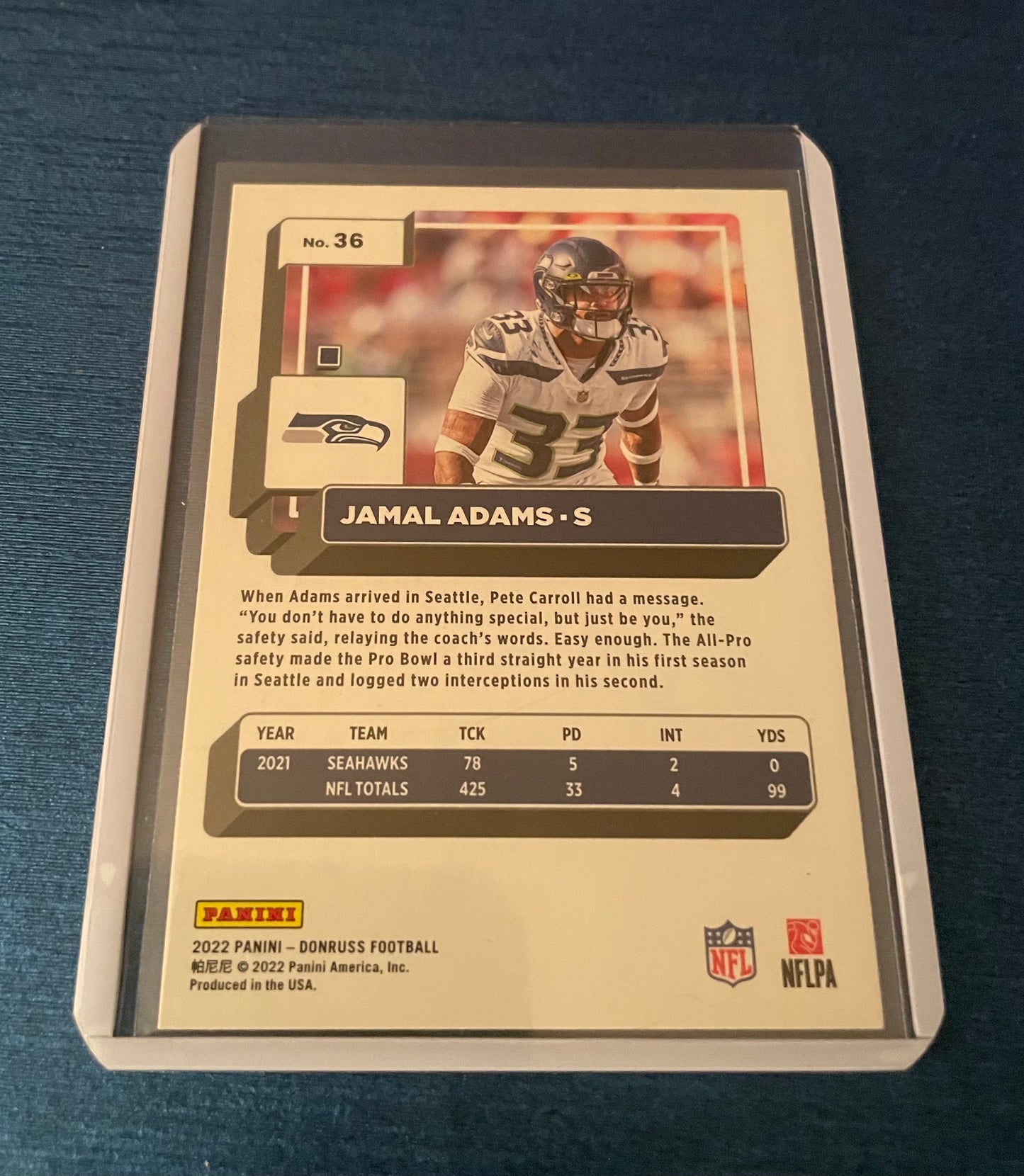 Jamal Adams press proof Seattle Seahawks 2022 Donruss