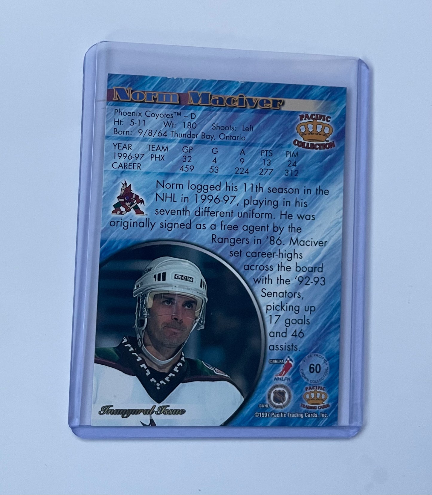 Norm Maciver Phoenix Coyotes 1996-97 Pacific Crown Collection