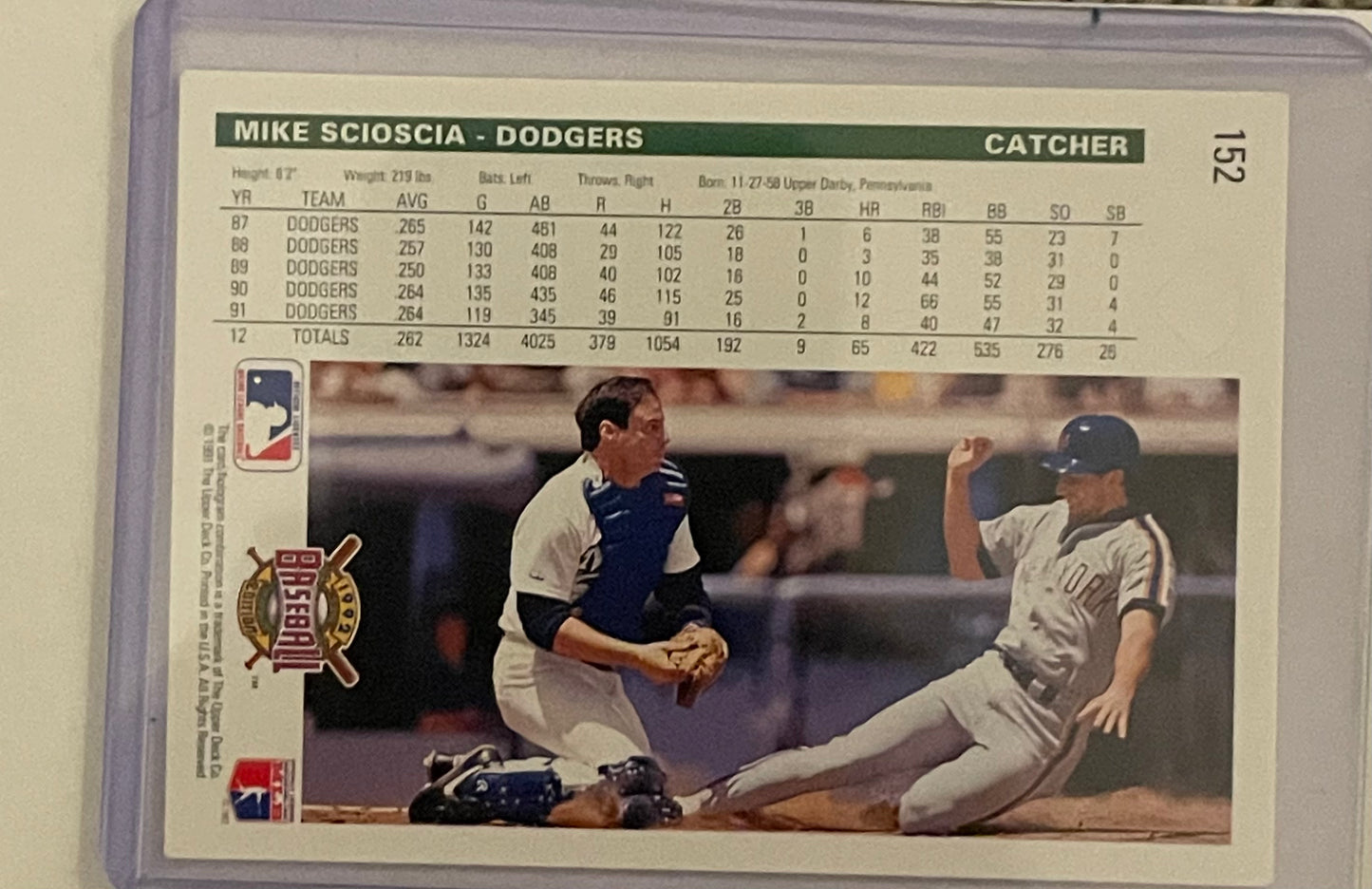 Mike Scioscia Los Angeles Dodgers Upper Deck 1991 #152