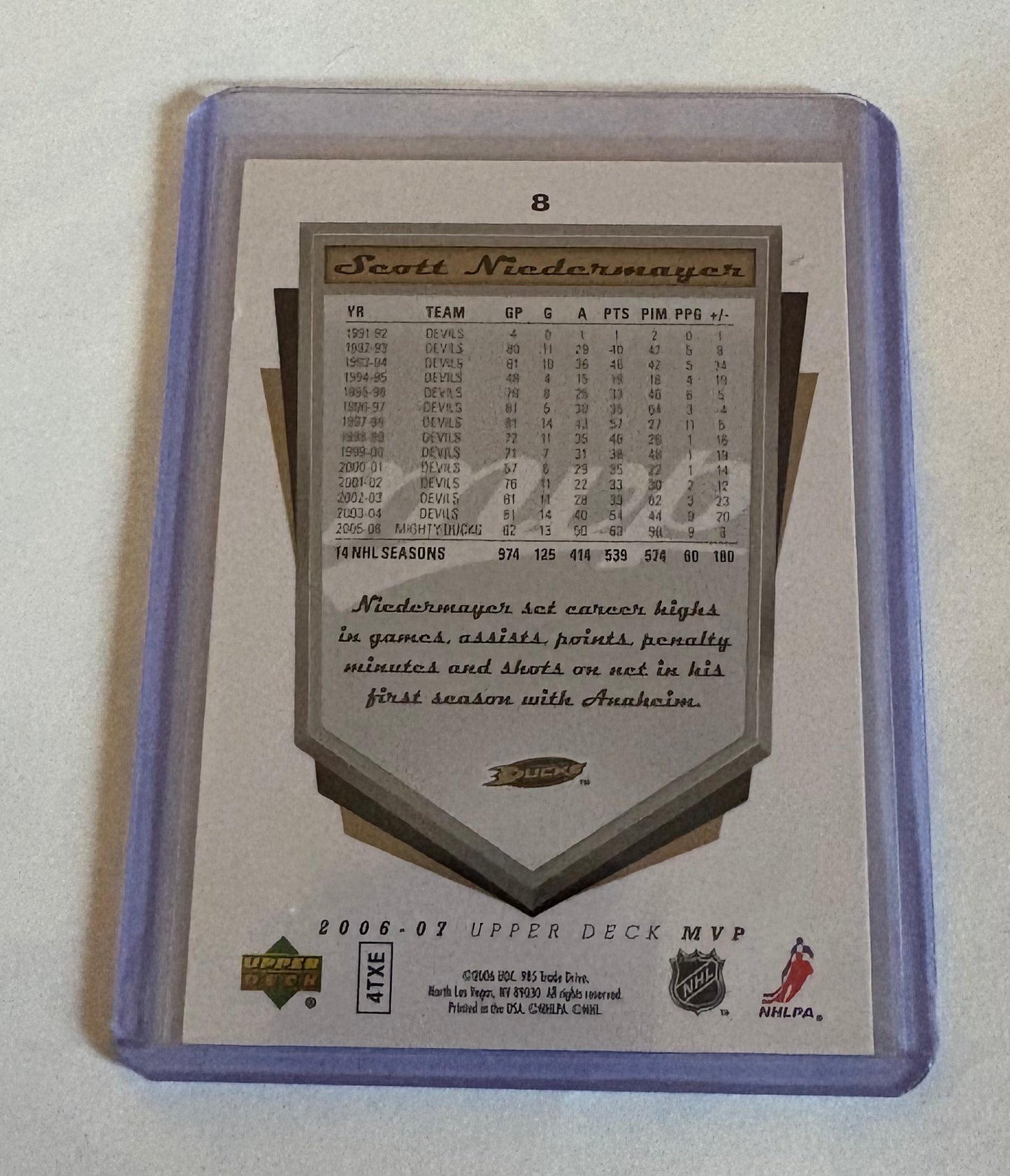 Scott Niedermayer 2006-07 Upper Deck MVP