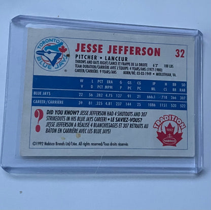 Jesse Jefferson Toronto Blue Jays  Tradition 1992 Nabisco