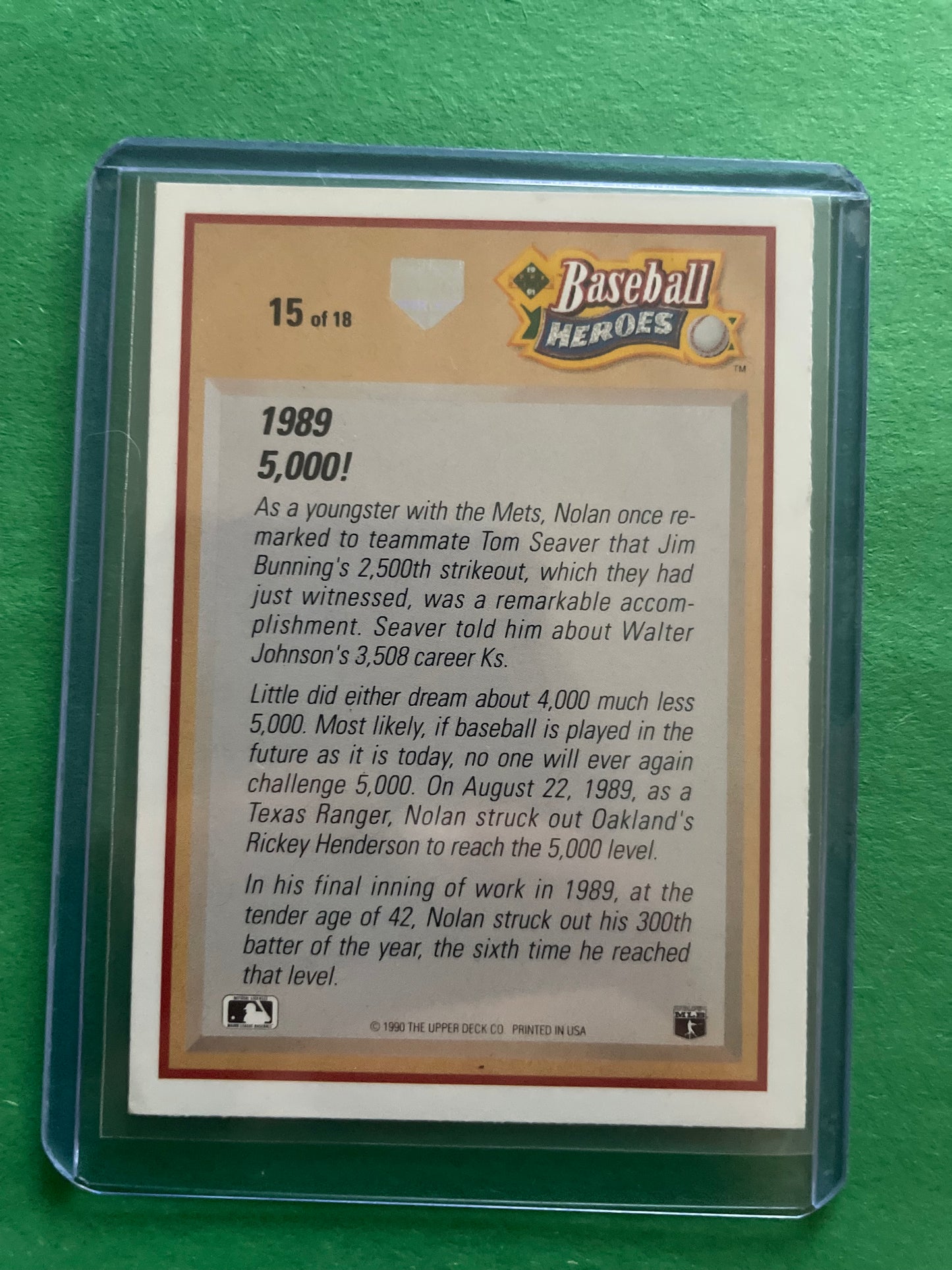 1991 Upper Deck: Baseball Heroes Nolan Ryan
