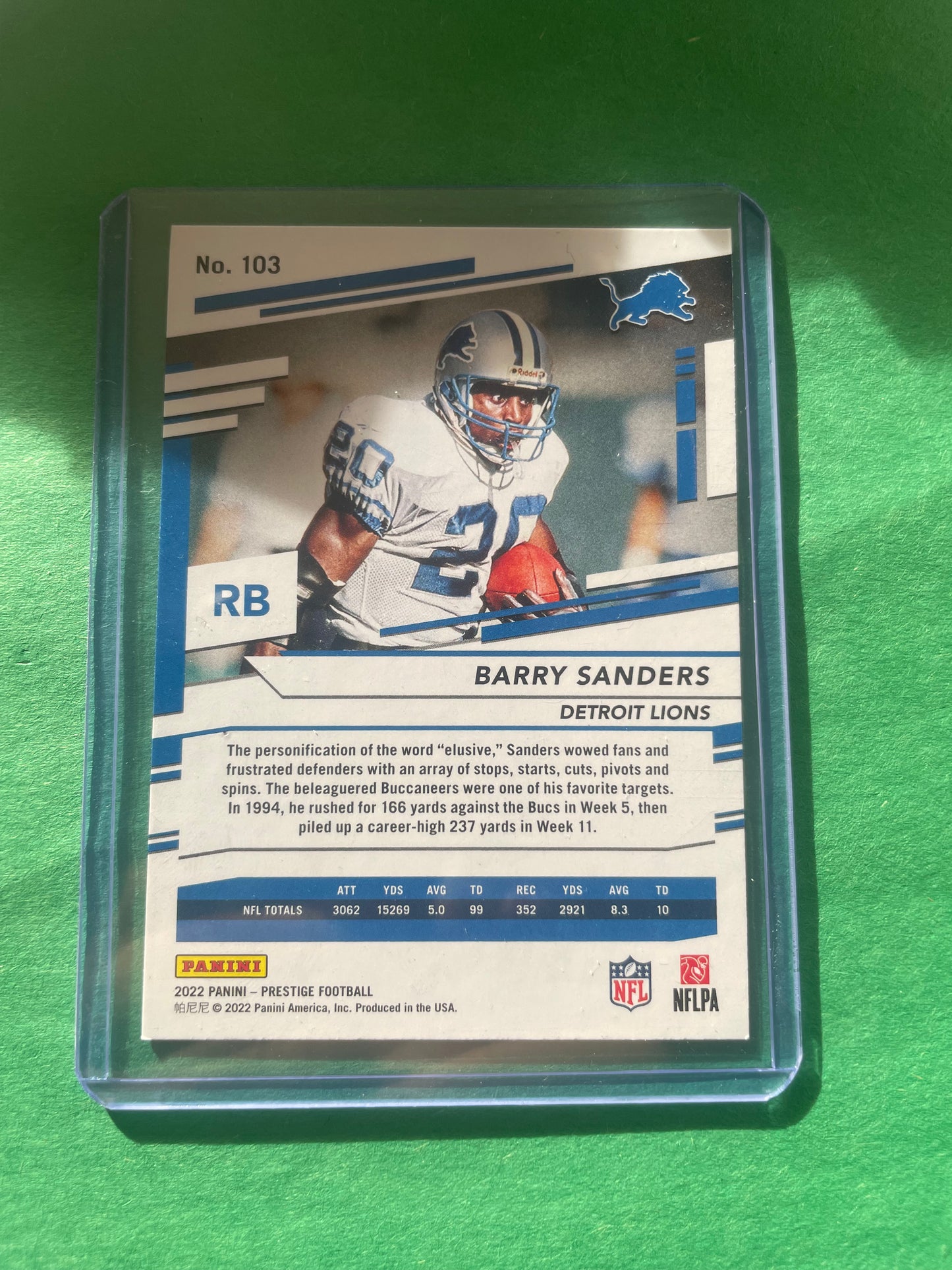 Barry Sanders Detroit Lions 2022 Panini Prestige