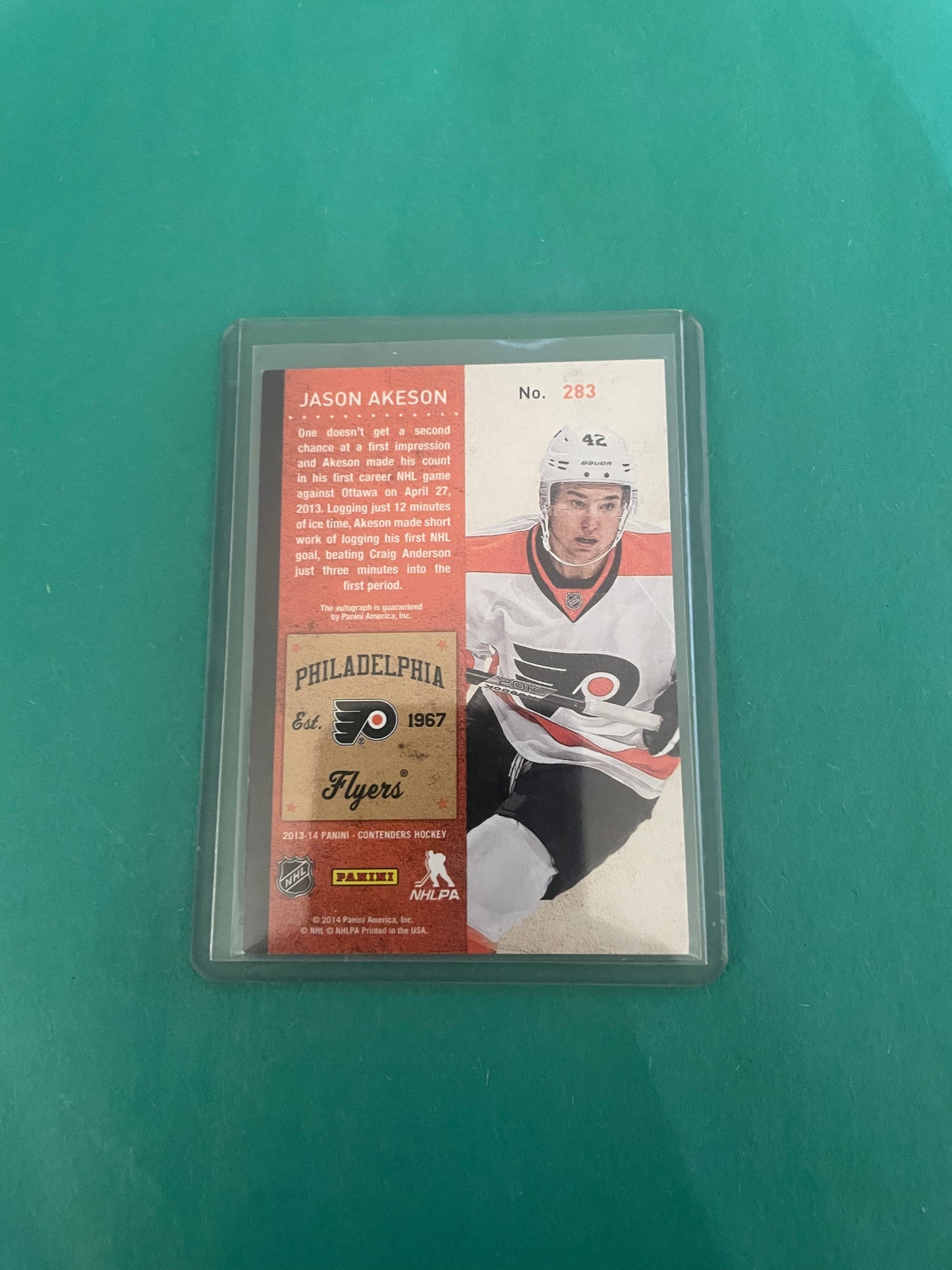 Jason Akeson Autographed! Philadelphia Flyers 2013-14 Panini