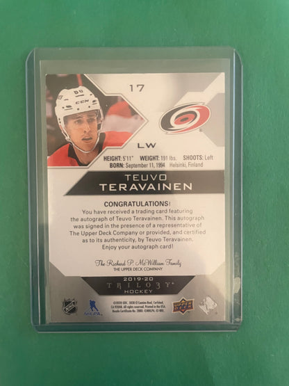 Teuvo Teravainen Autographed! Carolina Hurricanes Trilogy 3 Upper Deck