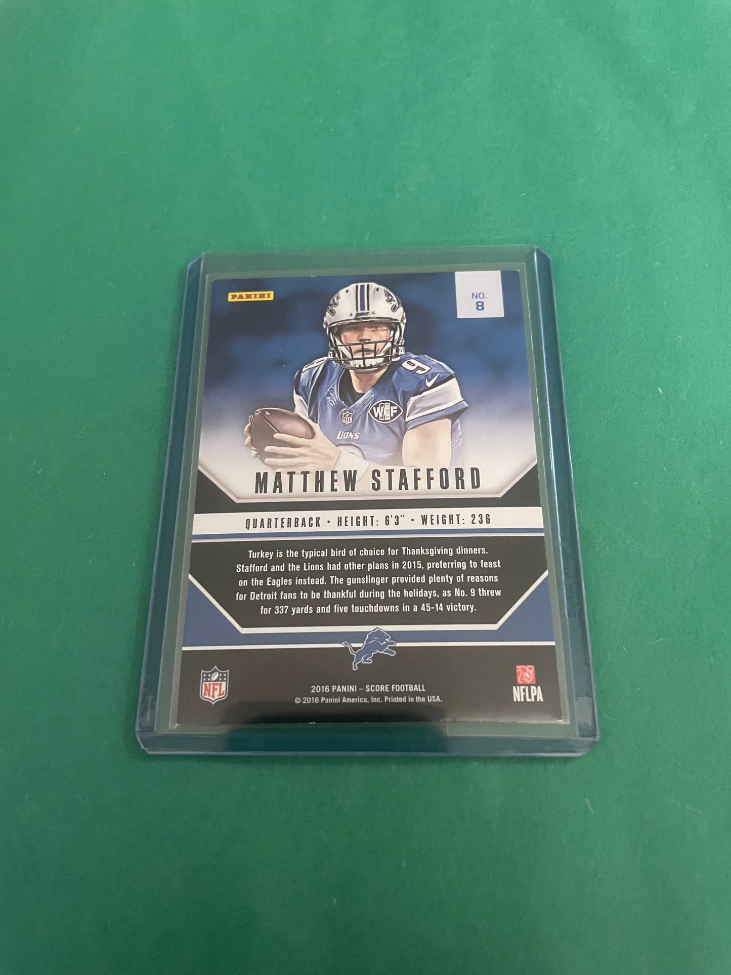 Matthew Stafford Detroit Lions 2016 Panini