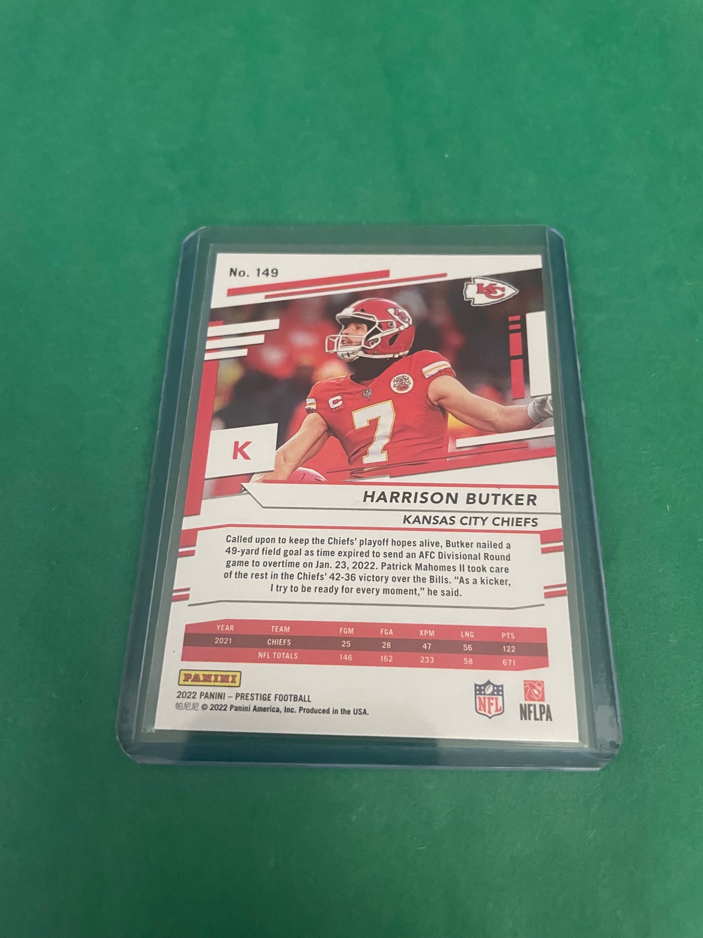 Harrison Butker Kansas City Chiefs 2022 Prestige Football