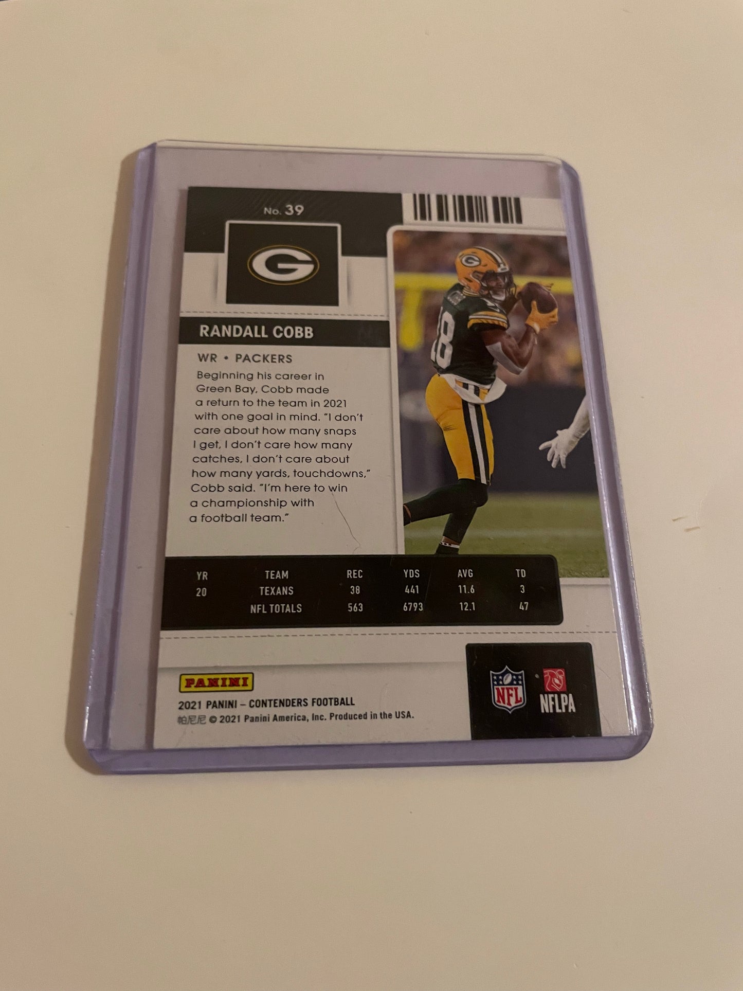 Randall Cobb Green Bay Packers 2021 Panini Contenders