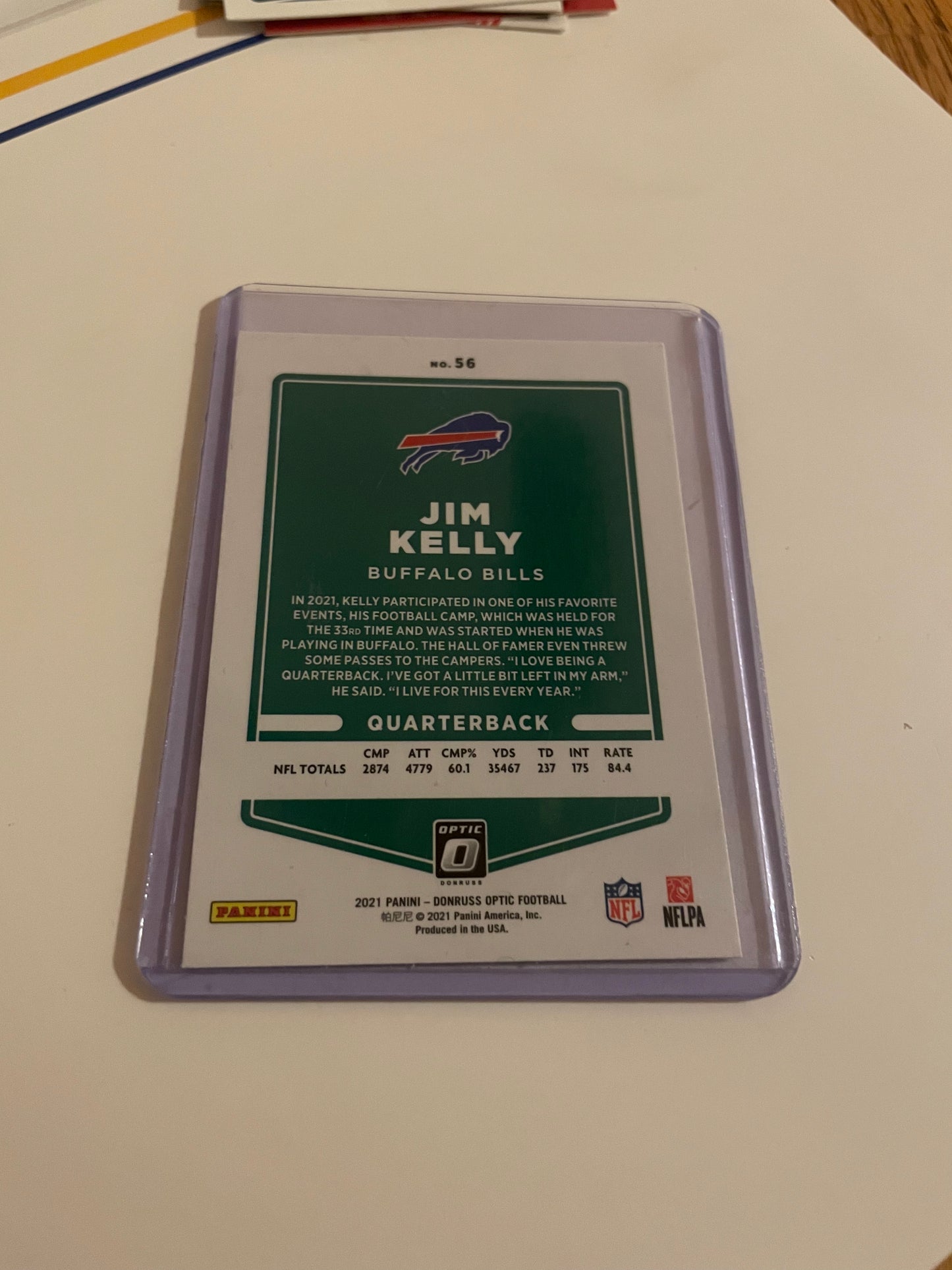 Jim Kelly Buffalo Bills 2021 Donruss Optic